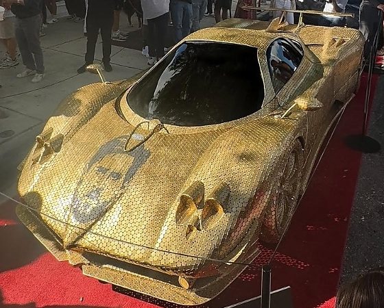 Art-inspired Pagani Zonda With The Face Of Lionel Messi Was Built Out Of 100,000 Gold Coins - autojosh