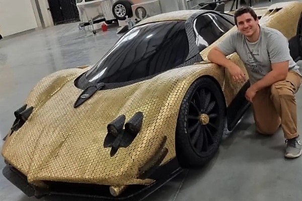 Art-inspired Pagani Zonda With The Face Of Lionel Messi Was Built Out Of 100,000 Gold Coins - autojosh 