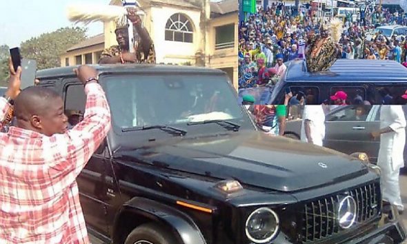 Photo News : New Alaafin Of Oyo Waves Through The Sunroof Of Mercedes G-Class - autojosh