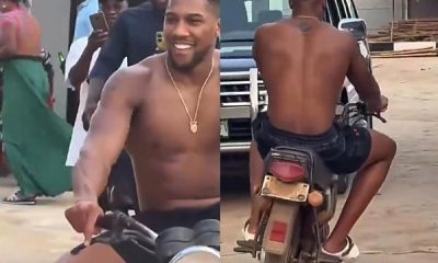 Watch As Shirtless Anthony Joshua Enjoys Motorcycle Ride Around A Compound In Sagamu - autojosh