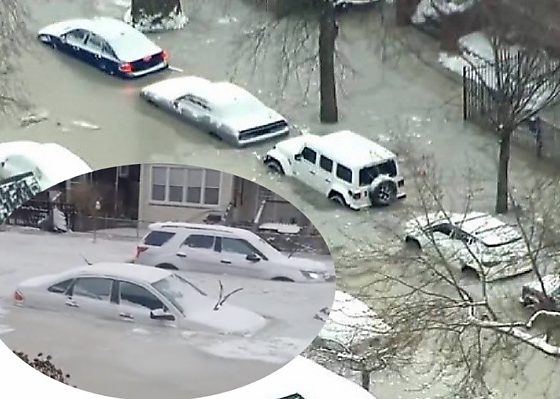 Photos : Streets In Detroit Lined With Stuck, Ice-frozen Cars After Major Flooding From Broken Pipe - autojosh