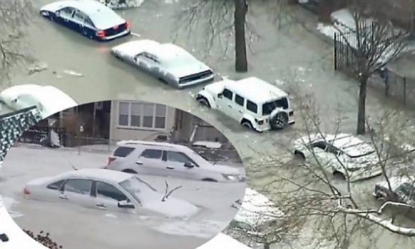 Photos : Streets In Detroit Lined With Stuck, Ice-frozen Cars After Major Flooding From Broken Pipe - autojosh