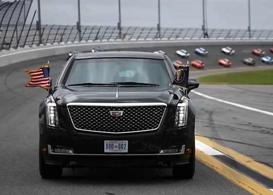 Trump Races In Armored Presidential Limousine AKA ‘The Beast’ Around Race Track To Open Daytona 500 - autojosh