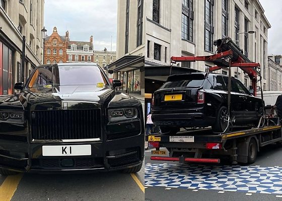 “UK No Be Naija” : Rolls-Royce Cullinan Fitted With £1.5m ‘K1’ Number Plate Towed For Parking Offence - autojosh