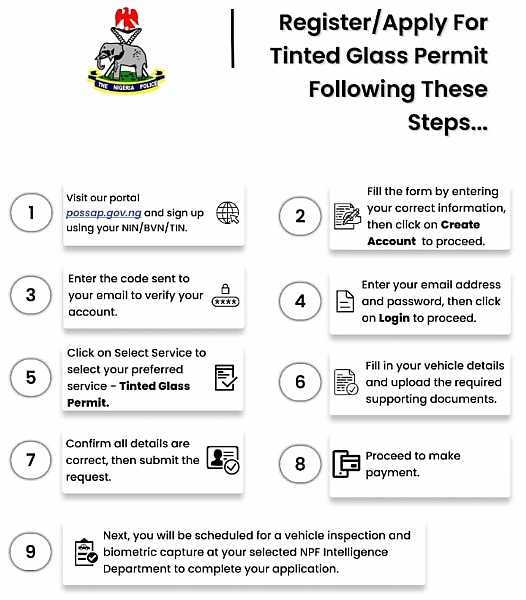 Here Are The Simple Steps To Apply For Tinted Glass Permit Through Nigeria Police Official Portal - autojosh 