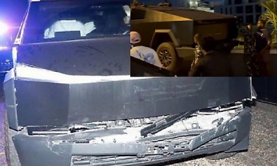 Omah Lay’s Two Tesla Cybertrucks Involved In Accident, Airbags Deployed, Front And Back Ends Damaged - autojosh