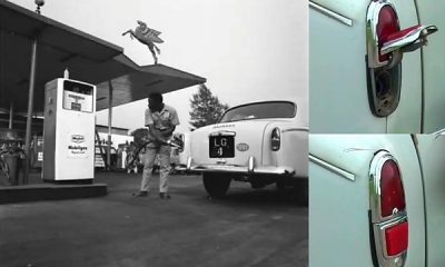 Peugeot 403 Being Refueled At A Gas Station In Lagos In 1961 - It Has Fuel Cap Hidden Inside The Rear Tail Light - autojosh