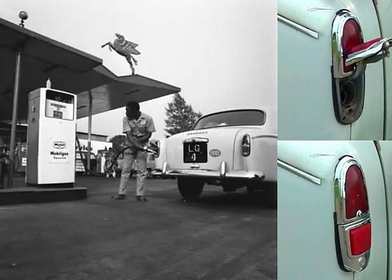 Peugeot 403 Being Refueled At A Gas Station In Lagos In 1961 - It Has Fuel Cap Hidden Inside The Rear Tail Light - autojosh