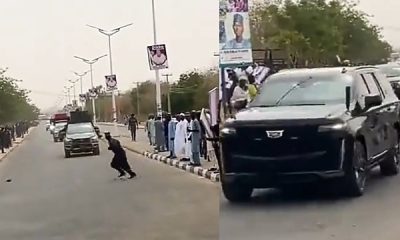 Moment A Vehicle In Tinubu’s Motorcade Nearly Hit A Man After Risking Life To Cross The Busy Road - autojosh
