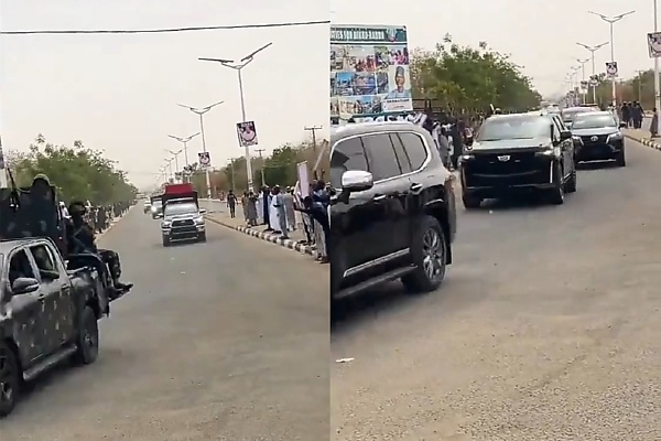 Moment A Vehicle In Tinubu’s Motorcade Nearly Hit A Man After Risking Life To Cross The Busy Road - autojosh 