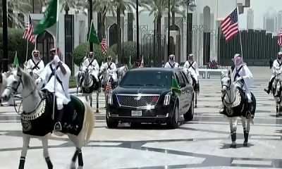 Watch : Saudi Royal Guard On Horses Escorts US President’s Armored Beast To The Royal Court - autojosh
