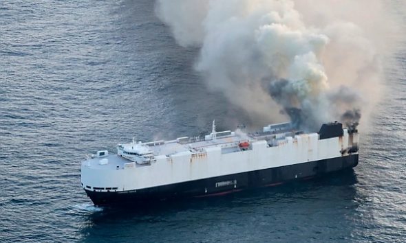 22 Crew Members Rescued As Cargo Ship Carrying 3,000 Cars From China To Mexico Catches Fire - autojosh