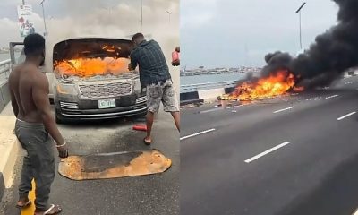 Darey Art Alade’s Range Rover Catches Fire, Burns Down On 3rd Mainland Bridge - autojosh