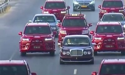 Check Out The Convoy Of Red Customized Lexus SUVs Surrounding Sultan Of Oman’s Bentley Arnage - autojosh