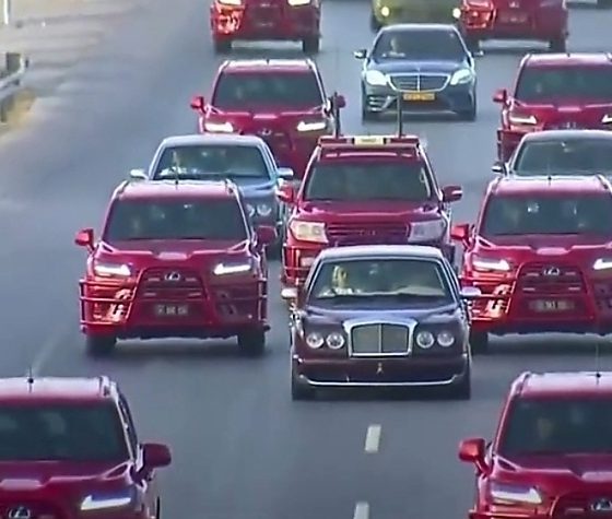 Check Out The Convoy Of Red Customized Lexus SUVs Surrounding Sultan Of Oman’s Bentley Arnage - autojosh