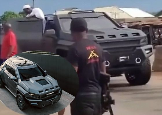 Moment Ex-governor of Kogi State, Yahaya Bello, Arrived An Event In Armored Rezvani Vengeance SUV - autojosh