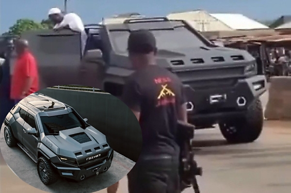 Moment Ex-governor of Kogi State, Yahaya Bello, Arrived An Event In Armored Rezvani Vengeance SUV - autojosh