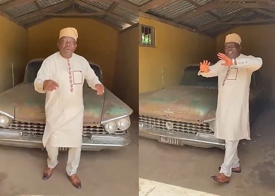 Apala Singer, Musiliu Haruna Ishola, Poses With 1959 Buick Electra Owned By Former Balogun Of Ijebu Land - autojosh