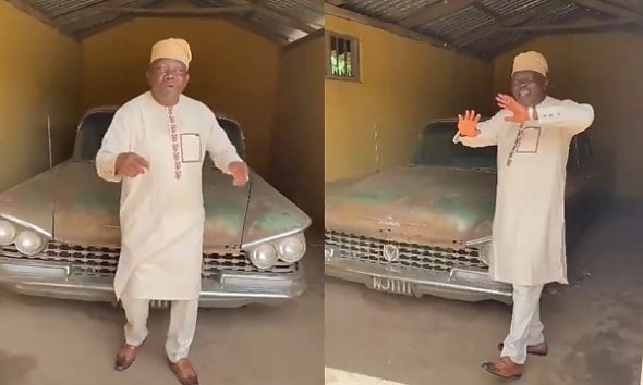 Apala Singer, Musiliu Haruna Ishola, Poses With 1959 Buick Electra Owned By Former Balogun Of Ijebu Land - autojosh