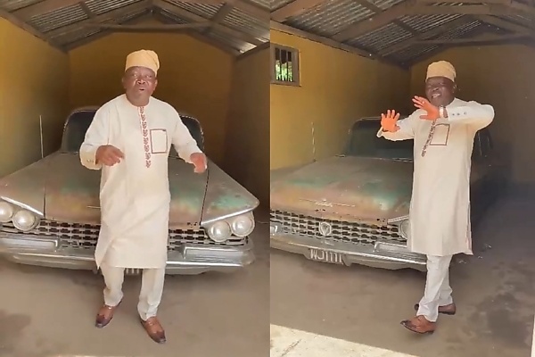 Apala Singer, Musiliu Haruna Ishola, Poses With 1959 Buick Electra Owned By Former Balogun Of Ijebu Land - autojosh