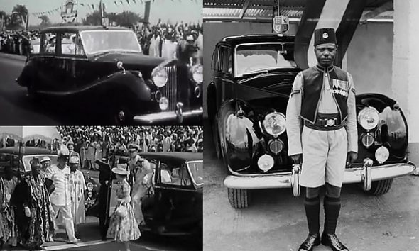 Throwback To 1956 : Royal Guard Chauffeur Stands In Front Of Queen Elizabeth’s Rolls-Royce During Her Trip To Lagos - autojosh