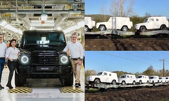 Watch As Dozens Of Mercedes G-Class SUVs In White Protective Covers Get Transported By Train - autojosh