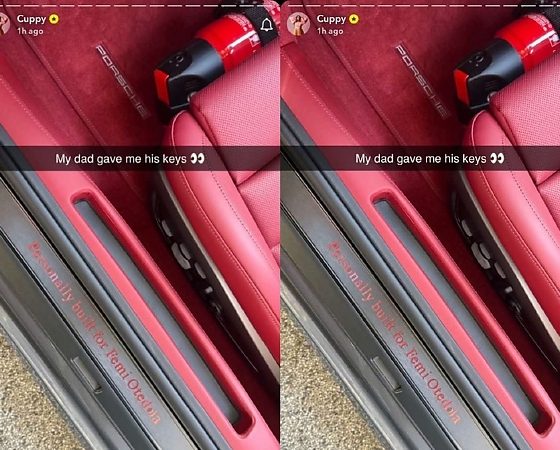 Today’s Photo : DJ Cuppy Flaunts Her Dad’s Customized Porsche With Inscription “Personally Built For Femi Otedola” - autojosh