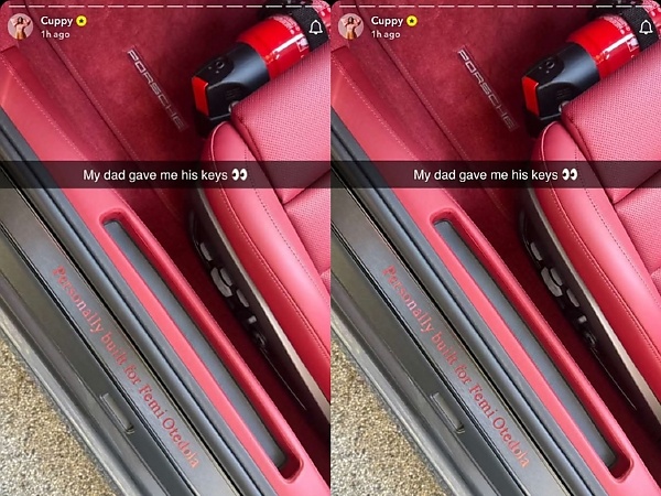 Today’s Photo : DJ Cuppy Flaunts Her Dad’s Customized Porsche With Inscription “Personally Built For Femi Otedola” - autojosh