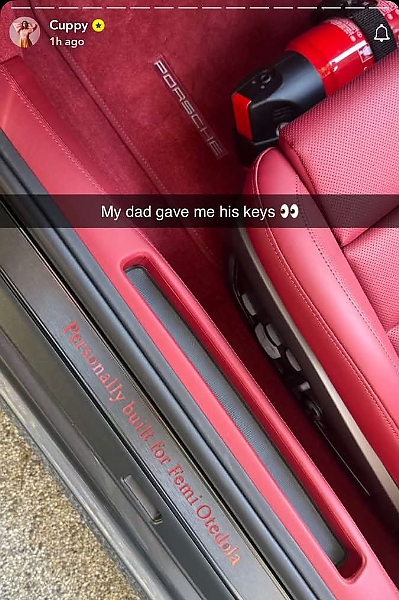 Today’s Photo : DJ Cuppy Flaunts Her Dad’s Customized Porsche With Inscription “Personally Built For Femi Otedola” - autojosh 