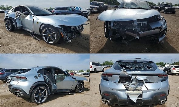 Badly Smashed 2024 Ferrari Purosangue SUV With Burnt Interior Is On Sale - Current Bid Now $275 - autojosh