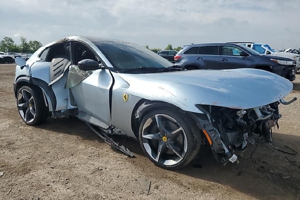 Badly Smashed 2024 Ferrari Purosangue SUV With Burnt Interior Is On Sale - Current Bid Now $275 - autojosh 