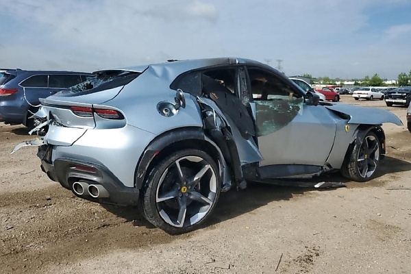 Badly Smashed 2024 Ferrari Purosangue SUV With Burnt Interior Is On Sale - Current Bid Now $275 - autojosh 