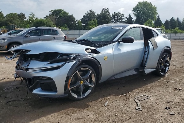 Badly Smashed 2024 Ferrari Purosangue SUV With Burnt Interior Is On Sale - Current Bid Now $275 - autojosh 