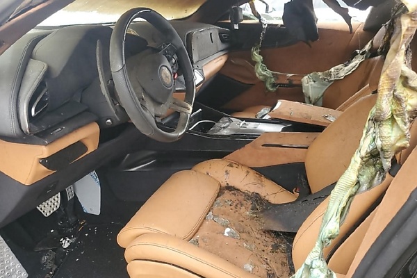 Badly Smashed 2024 Ferrari Purosangue SUV With Burnt Interior Is On Sale - Current Bid Now $275 - autojosh 