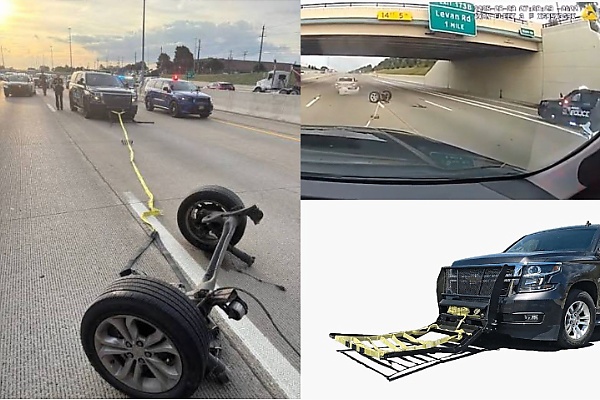 Watch: Police Stops Stolen Car Safely Using Grappler, Breaks Its Rear Axle After Suspect Tried To Break Free - autojosh