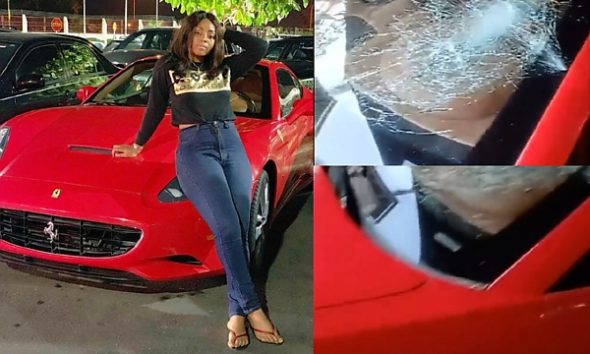 Actress Regina Daniels Under The Influence Of Drugs Shatters The Windscreen Of Ned Nwoko’s Ferrari - autojosh