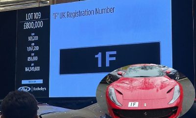 Formula 1 Inspired ‘1F’ Sells For $1.2 Million To Become UK’s Most Expensive Number Plate - autojosh
