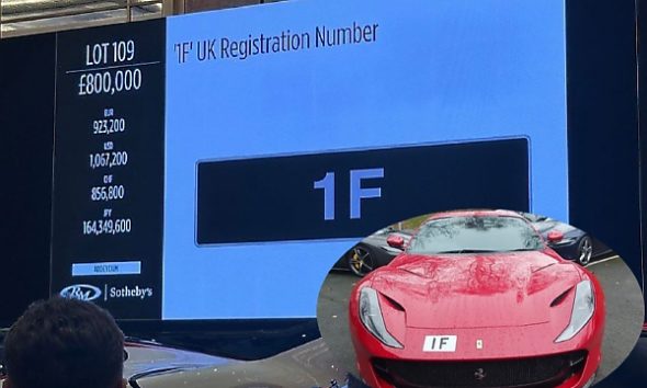 Formula 1 Inspired ‘1F’ Sells For $1.2 Million To Become UK’s Most Expensive Number Plate - autojosh