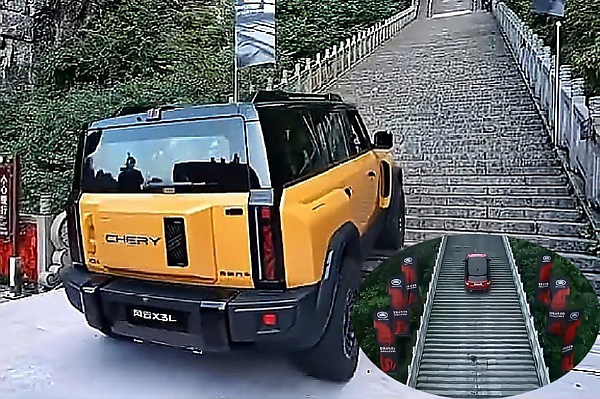 Chery SUV Falls Off While Replicating Range Rover Sport’s Stunt On China’s ‘Stairway To Heaven’ - autojosh