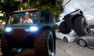 Jake Paul Arrived For His Fight With Anthony Joshua In Atlas ATV, Days After Using It To Crush Two Cars - autojosh