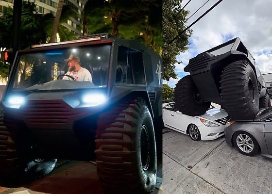 Jake Paul Arrived For His Fight With Anthony Joshua In Atlas ATV, Days After Using It To Crush Two Cars - autojosh