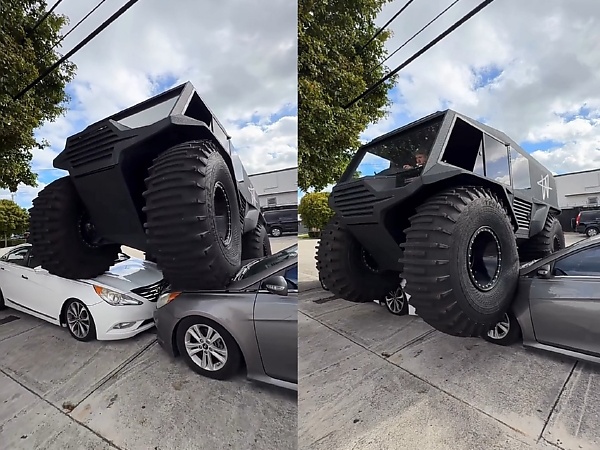 Jake Paul Arrived For His Fight With Anthony Joshua In Atlas ATV, Days After Using It To Crush Two Cars - autojosh 