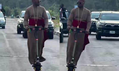 Olu of Warri Rides An Electric Scooter To Inspect New Road In Delta State - autojosh