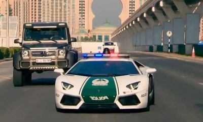 When Dubai Police Lamborghini Aventador Pulled Over Never-been-seen 6-wheeled Mercedes Truck - autojosh