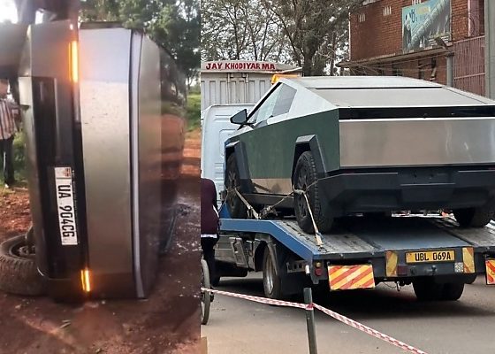 Uganda’s Only Tesla Cybertruck Badly Damaged In A Rollover Crash - autojosh