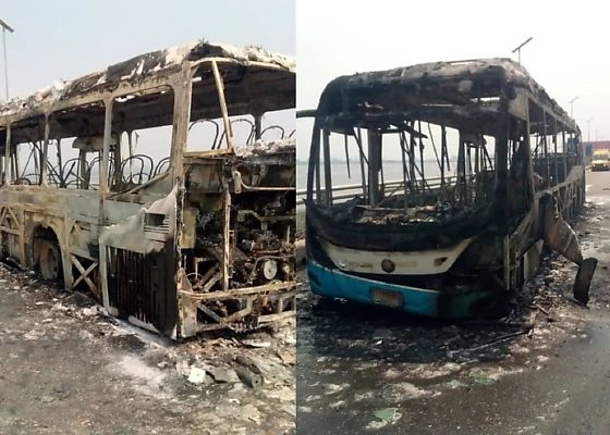 No Casualties Reported As LBSL BRT Bus Catches Fire On 3rd Mainland Bridge - autojosh