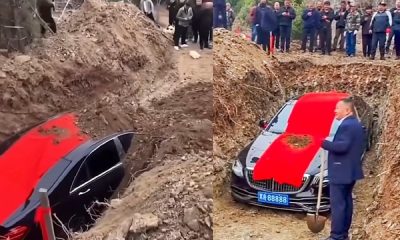 Chinese Family Slammed For Burying Mercedes-Benz S-Class As Offering, Ordered To Dig The Car Up - autojosh
