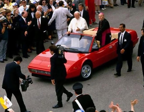 Throwback : Pope John Paul II Tours Ferrari’s Factory In Open-top V8 Mondial Cabriolet Driven By Founder’s Son - autojosh