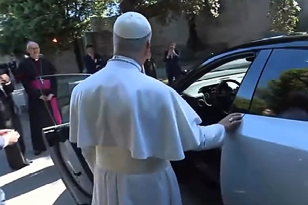 Pope Leo XIV Checks Out The All-new Ferrari Luce, Gifted The Electric Sports Car’s Steering Wheel - autojosh 