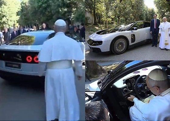 Pope Leo XIV Checks Out The All-new Ferrari Luce, Gifted The Electric Sports Car’s Steering Wheel - autojosh